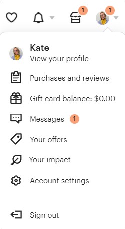 Snapshot of Choose Messages in the Your Account menu.