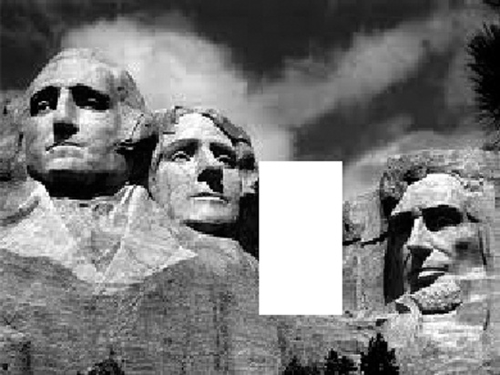 Mount Rushmore, with President Roosevelt removed