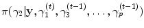 
$$\pi (\gamma _{2}\vert \mathbf{y},\gamma _{1}^{(t)},\gamma _{3}^{(t-1)},\ldots,\gamma _{p}^{(t-1)})$$
