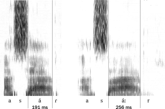 12.2 Sonograma de banda ancha de {asar} y {azahar}.