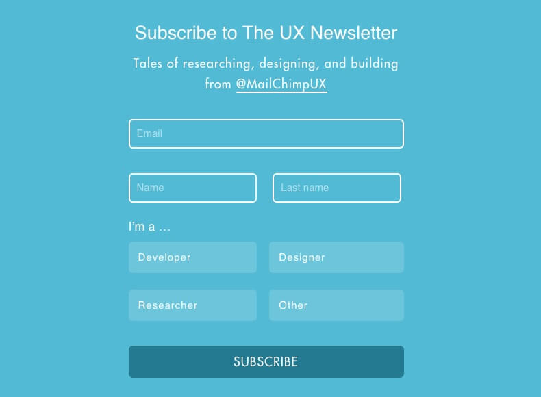 Sign-up for Mailchimp newsletter