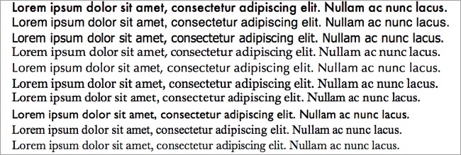 Different fonts in the same size don’t take up the same amount of horizontal space.