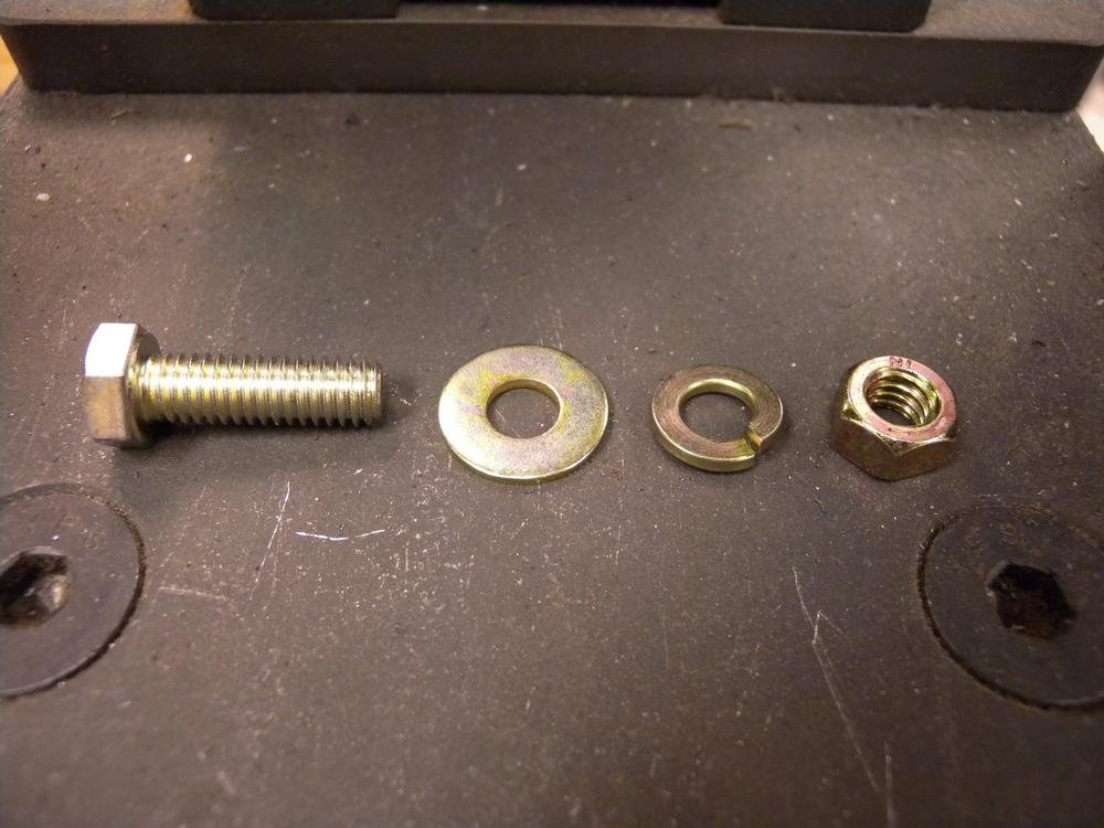 Use a washer between the head and the nut to help prevent the fastener from loosening due to flexing and vibration.