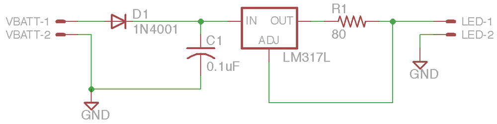 Constant-current LED tester schematic.