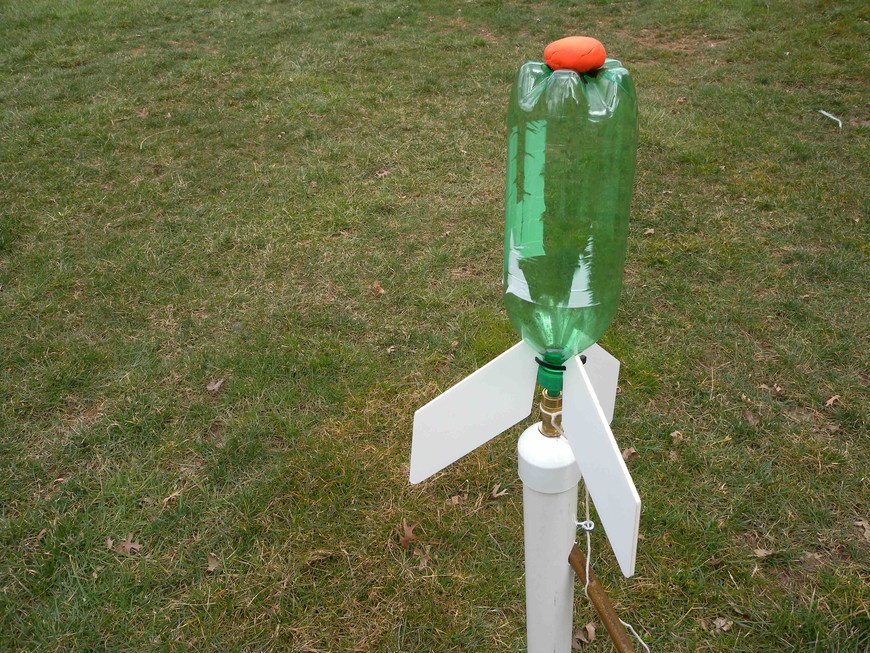 Water-propelled rocket ready for launch.