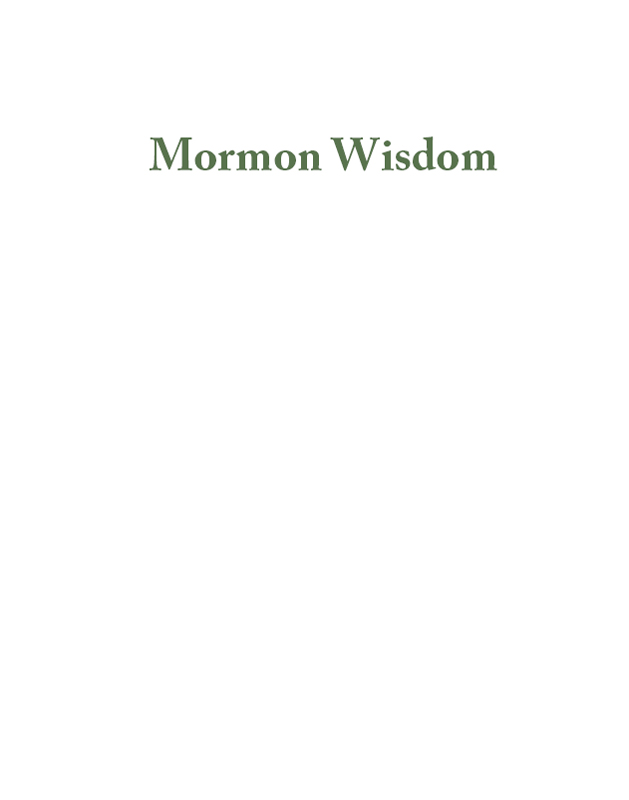 Half Title of Mormon Wisdom