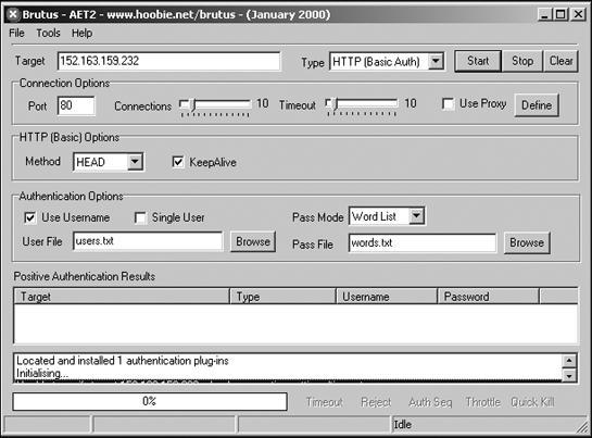 The Brutus password cracker can keep mixing various combinations of user names and passwords until it breaks into a website.