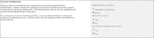 Security Configuration settings