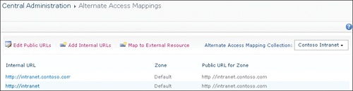 The Alternate Access Mappings page