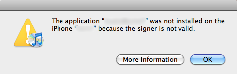 “Signer not valid,” the most common error for ad hoc distribution installations