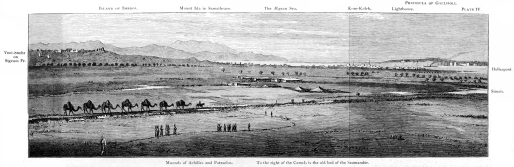 ISLAND OF IMBROS. Mount Ida in Samothrace. The Ægean Sea. Kum-Kaleh. Lighthouse. PENINSULA OF GALLIPOLI. Hellespont. Simois. To the right of the Camels is the old bed of the Scamander. Mounds of Achilles and Patroclus. Yeni-Shehr on Sigeum Pr. VIEW OF THE NORTHERN PART OF THE PLAIN OF TROY, FROM THE HILL OF HISSARLIK.