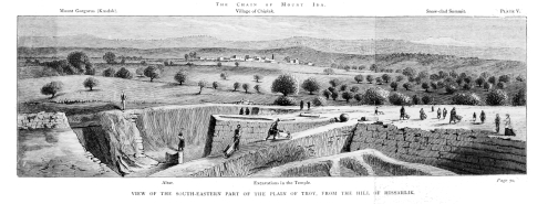 THE CHAIN OF MOUNT IDA. Mount Gargarus (Kasdak). Village of Chiplak. Snow-clad Summit. Excavations in the Temple. Altar. VIEW OF THE SOUTH-EASTERN PART OF THE PLAIN OF TROY, FROM THE HILL OF HISSARLIK.