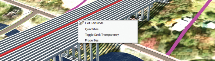 Screenshot of the context menu with Quantities, Toggle Deck Transparency, and Properties commands.