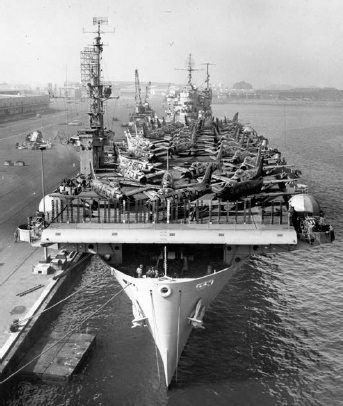 The USAF used both aircraft carriers and merchant ships to transport Sabres to Japan. HRA