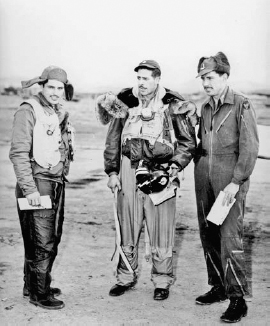 Lt. Simpson Evans (on left) was one of the few naval aviators who flew F-86s in Korea.