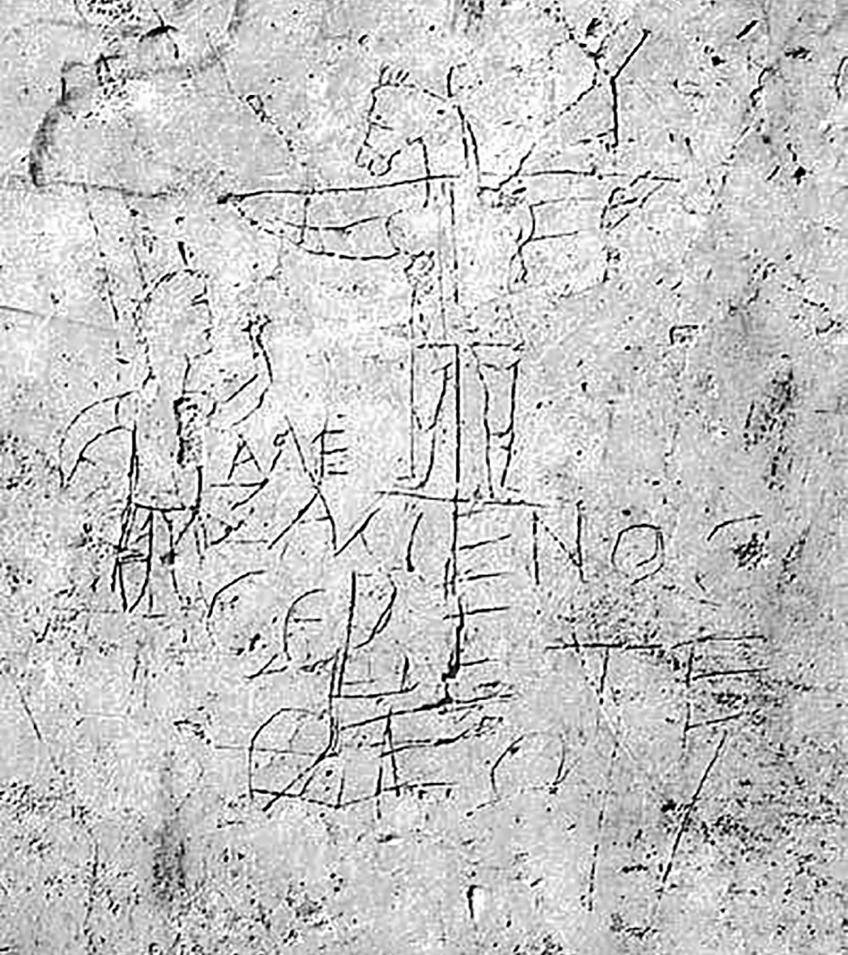 A Roman graffito mocking Christ as a crucified beast of burden