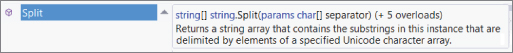 Snipped image of pop up window of the Tooltip displaying Split and its detailed function. 