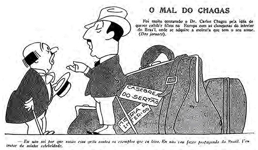 O mal do Chagas O Malho, 2 jun. 1923 Charge de J. Carlos (José Carlos de Brito e Cunha, 1884-1950) Acervo Fundação Biblioteca Nacional “The problem of Chagas” O Malho, Jun. 2, 1923 Cartoon by J. Carlos