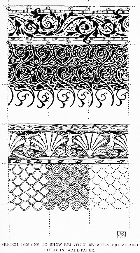 Sketch Designs to Show Relation Between Frieze And Field in Wall-paper.