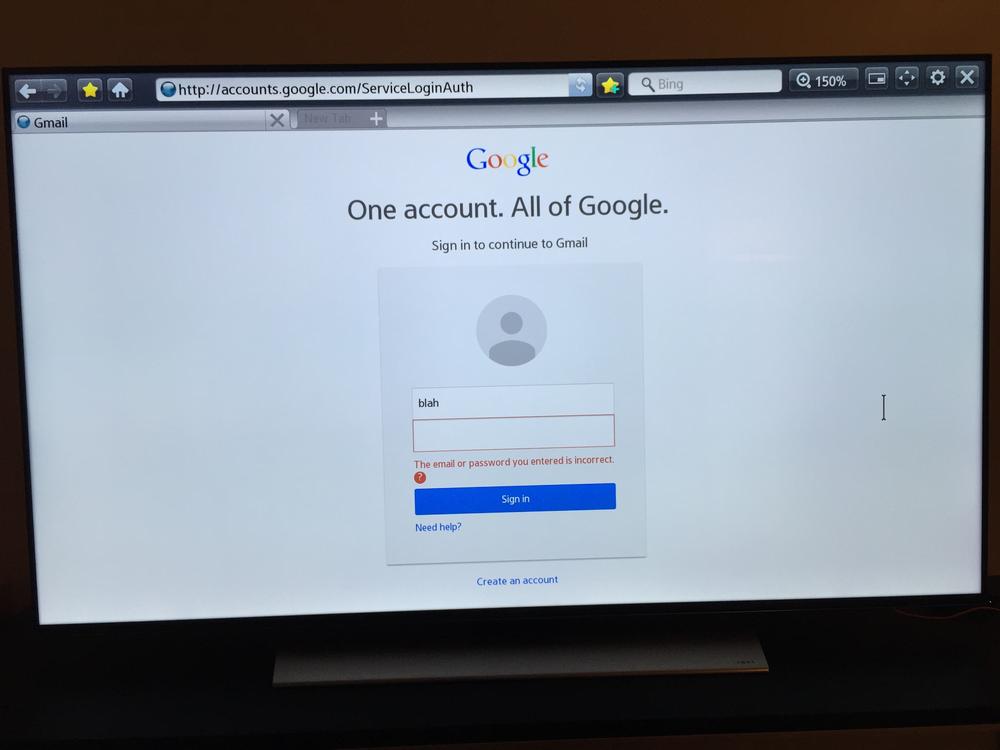 Login attempt on Smart TV