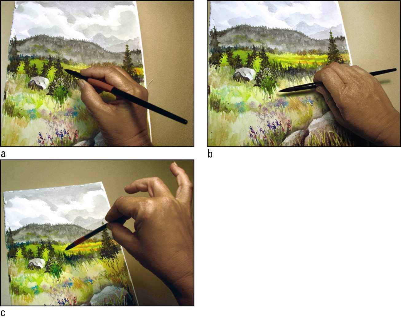 Figure 3-1: Several ways to hold your paintbrush.