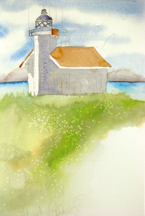 Figure 13-15: A red roof adds color next to the near-complemen-tary blue ocean.