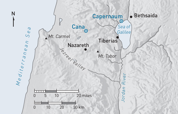 Map of Cana and Capernaum