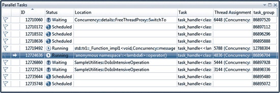 The Parallel Tasks window