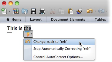 Hover your mouse over an autocorrected word and you see a menu thunderbolt button. The options may change depending circumstances, but usually you’ll have the opportunity to undo the change or train Word not to make this autocorrection in the future.