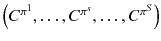 $$ \left( {C^{{\pi^{1} }} , \ldots ,C^{{\pi^{s} }} , \ldots ,C^{{\pi^{S} }} } \right) $$