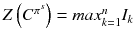 $$ Z\left( {C^{{\pi^{s} }} } \right) = max_{k = 1}^{n} I_{k} $$