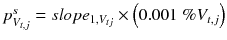 $$ p_{{V_{t,j} }}^{s} = slope_{{1,V_{tj} }} \times \left( {0.001\;\% V_{t,j} } \right) $$