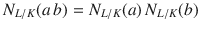 $$N_{L/K}(a\,b)=N_{L/K}(a)\,N_{L/K}(b)$$