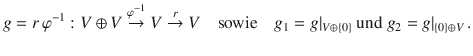 $$g=r\,\varphi^{-1}:V\oplus V\stackrel{\varphi^{-1}}{\to}V\stackrel{r}{\to}V\quad\text{sowie}\quad g_{1}=g|_{V\oplus\{0\}}\text{ und }g_{2}=g|_{\{0\}\oplus V}\,.$$