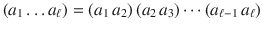 $$(a_{1}\ldots a_{\ell})=(a_{1}\,a_{2})\,(a_{2}\,a_{3})\cdots(a_{\ell-1}\,a_{\ell})$$