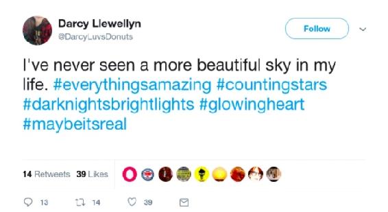 @DarcyLuvsDonuts I've never seen a more beautiful sky in my life. #everythingsamazing #countingstars #darknightsbrightlights #glowingheart #maybeitsreal
