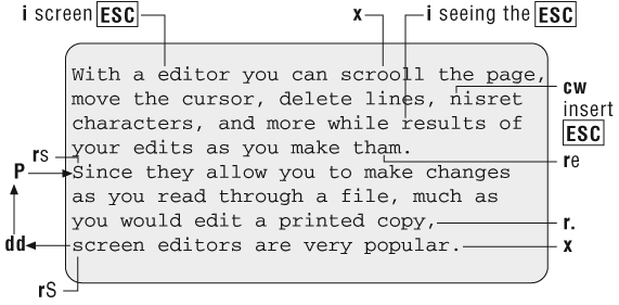 Edits with vi commands