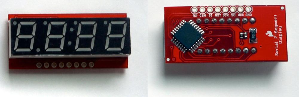 Front (left) and back (right) of the 4Char LED display.