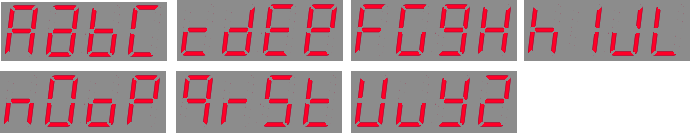 How English letters look on the seven-segment, four-character display.