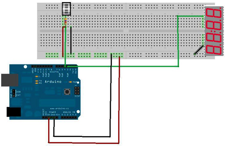 The completed circuit for the temperature-humidity-dew point monitor.