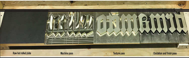 Photo depicts the machining, texturing, and finishing of panels at the Museum of the Bible.