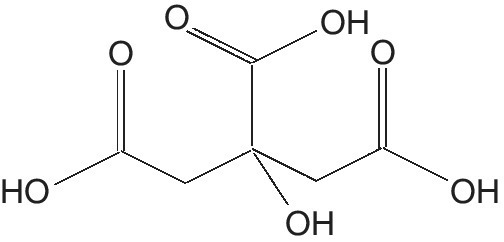 Skeletal formula of citric acid.