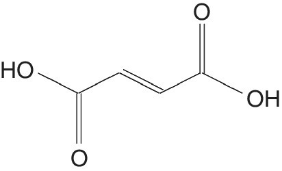 Skeletal structure of fumaric acid.