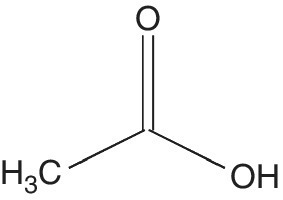 Skeletal structural of acetic acid.