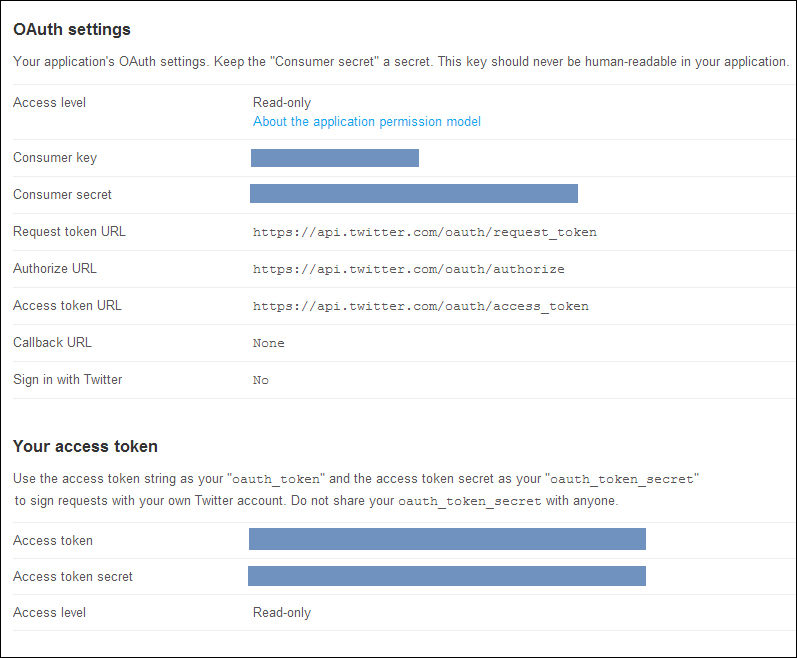 Using OAuth to access Twitter API