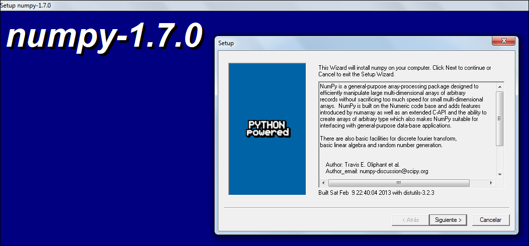 Installing and running NumPy on Windows