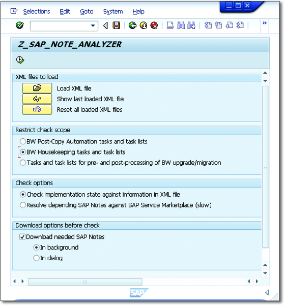 Note Analysis Program for the BW Housekeeping Task List