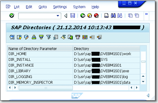 Directories of the SAP BW System in Transaction AL11