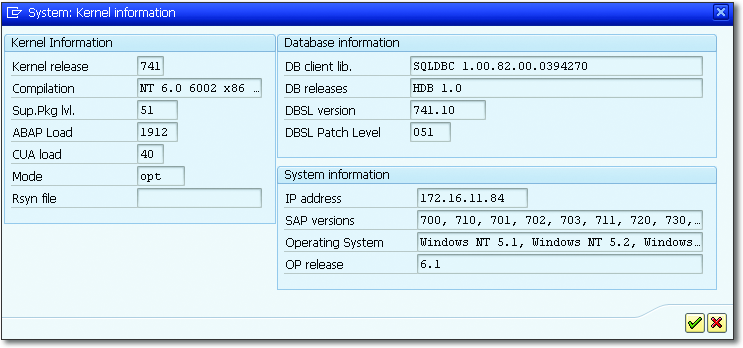 Determining the Version of the Kernel and DBSL