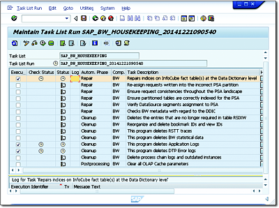 Display of the BW Housekeeping Task List in Transaction STC01